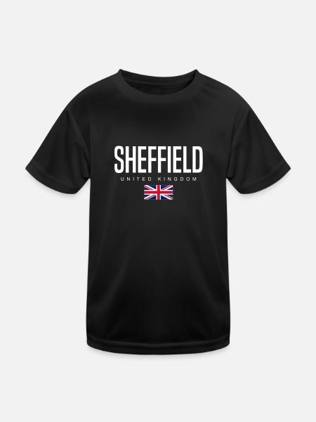 Sheffield England Großbritannien - Kinder Funktions-T-Shirt - Schwarz - Vorne