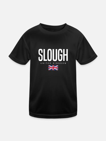 Slough, England, United Kingdom - Kids Functional T-Shirt - black - Front