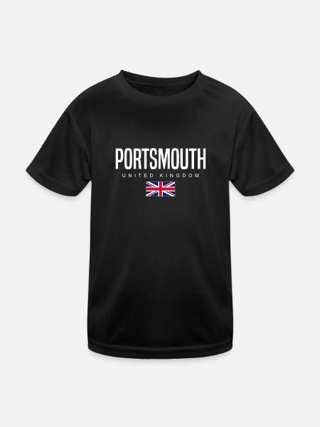 Portsmouth England Großbritannien - Kinder Funktions-T-Shirt - Schwarz - Vorne
