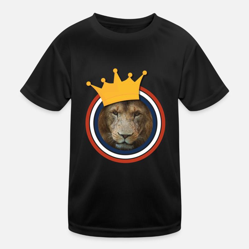 Nahaufnahme eines Löwen mit Krone Kinder Funktions-T-Shirt