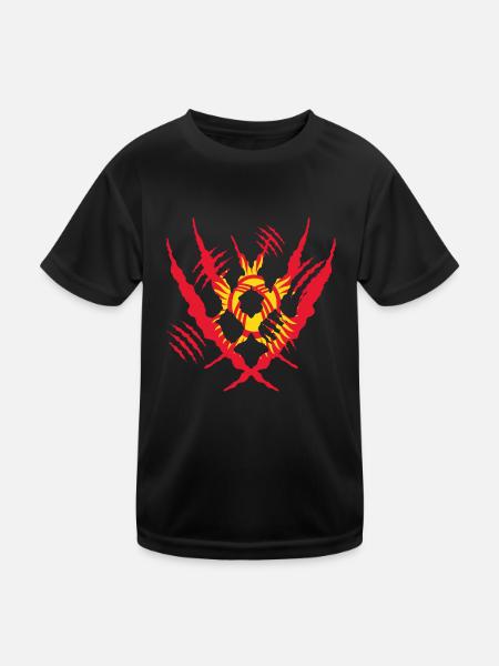 Claw Klaue worn cracks tore x home proud Kyrgyzstan - Kids Functional T-Shirt - black - Front