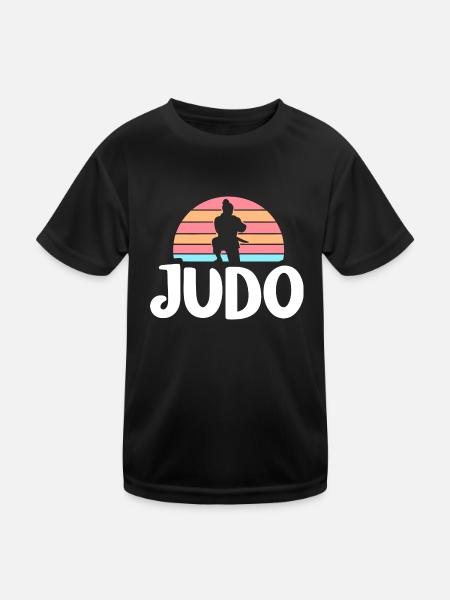 Judo Meister Ausrüstung Training Kampfsport Kit - Kinder Funktions-T-Shirt - Schwarz - Vorne