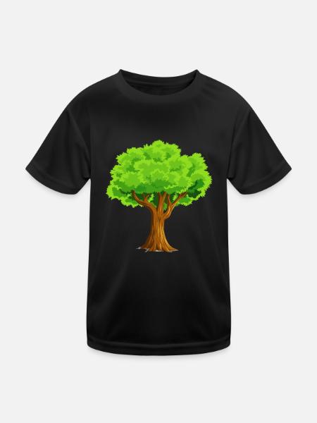 baum tree baumstamm wald forest woods33 - Kinder Funktions-T-Shirt - Schwarz - Vorne