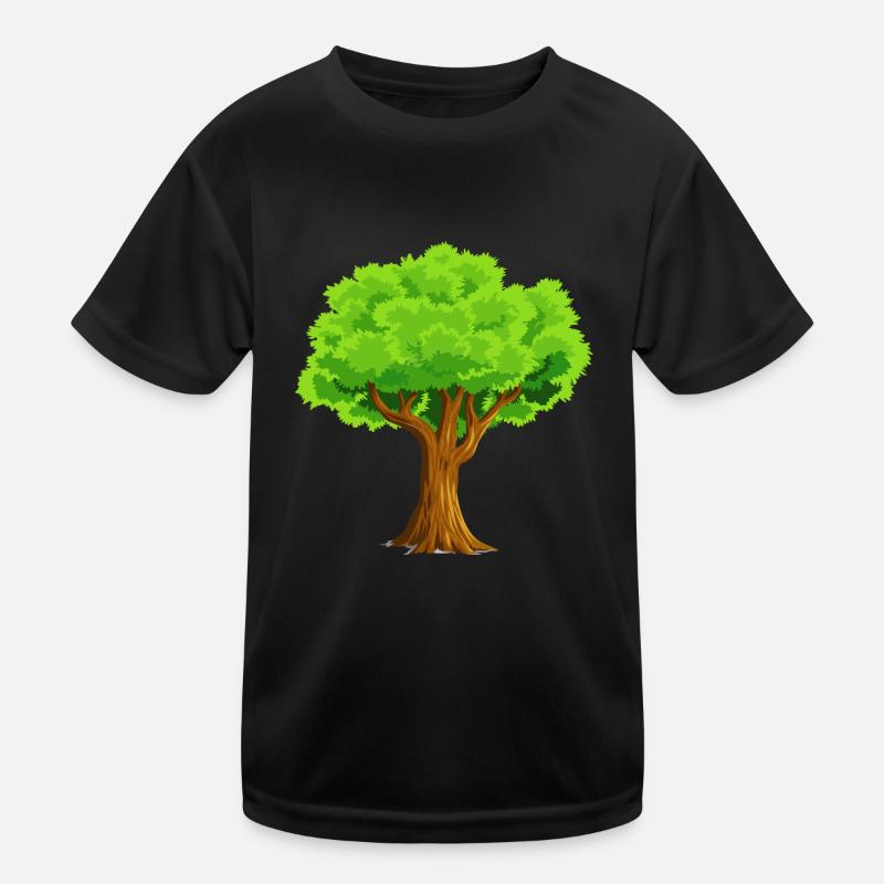 baum tree baumstamm wald forest woods33 - Kinder Funktions-T-Shirt - Schwarz