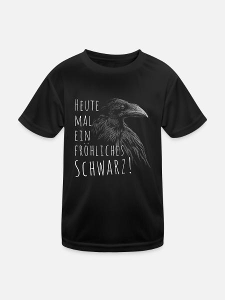 Heute mal ein fröhliches Schwarz Rabe Krähe Gothic - Kinder Funktions-T-Shirt - Schwarz - Vorne