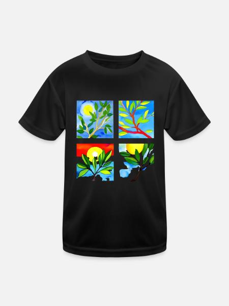 Lachender Olivenzweig - Nachhaltige Harmonie - Kinder Funktions-T-Shirt - Schwarz - Vorne