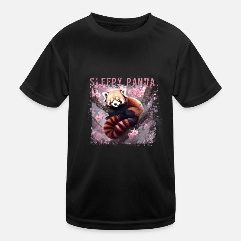 panda endormi, panda roux, sakura, fleur de cerisier, panda, T-shirt sport Enfant
