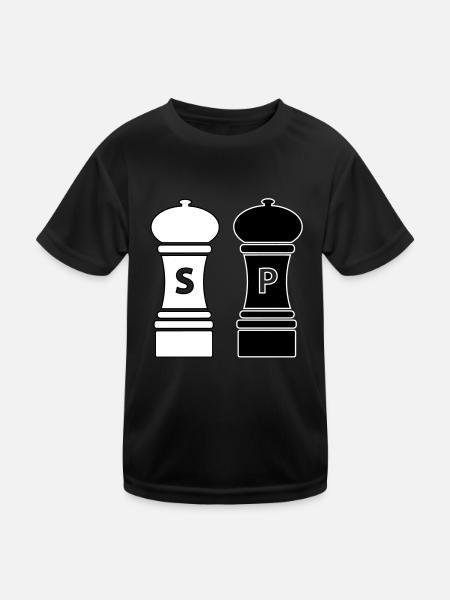 Kochen Geschenkidee Salz und Pfeffer Streuer - Kinder Funktions-T-Shirt - Schwarz - Vorne