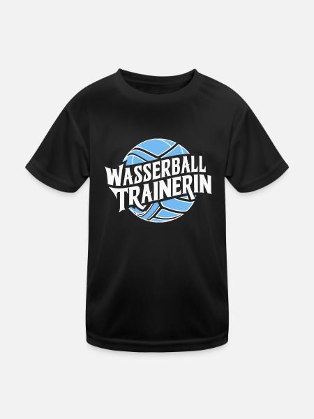 Wasserballtrainerin Coach Inspiration Meer Ball - Kinder Funktions-T-Shirt - Schwarz - Vorne