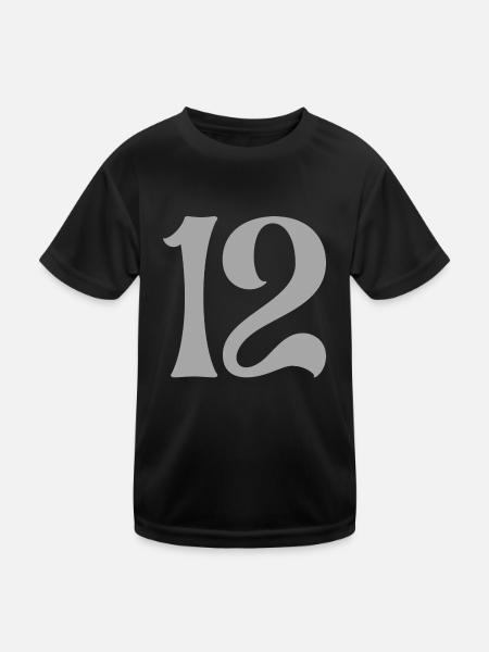 12 - Kinder Funktions-T-Shirt - Schwarz - Vorne