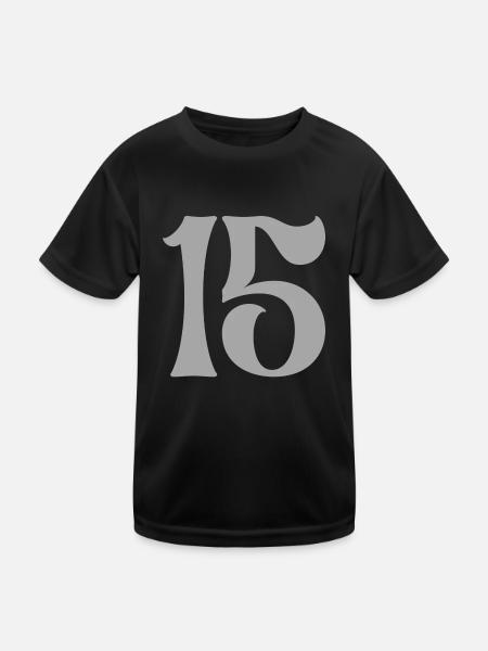 15 - Kinder Funktions-T-Shirt - Schwarz - Vorne