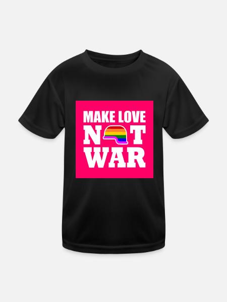 Make love not war - Kinder Funktions-T-Shirt - Schwarz - Vorne