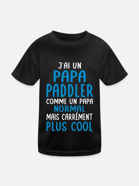 J'ai un papa paddler plus cool - T-shirt sport Enfant - noir - Devant