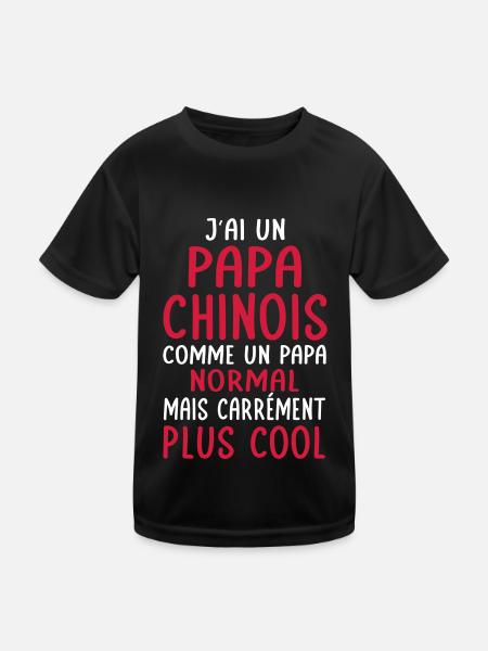 J'ai un papa Chinois plus cool - T-shirt sport Enfant - noir - Devant
