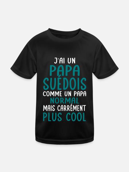 J'ai un papa Suédois plus cool - T-shirt sport Enfant - noir - Devant