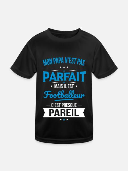 Mon papa n'est pas parfait - Footballeur - T-shirt sport Enfant - noir - Devant