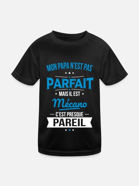 Mon papa n'est pas parfait - Mécano - T-shirt sport Enfant - noir - Devant