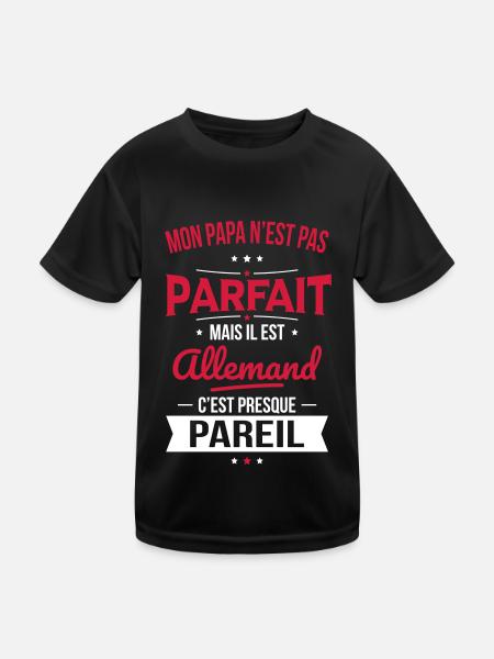 Mon papa n'est pas parfait - Allemand - T-shirt sport Enfant - noir - Devant