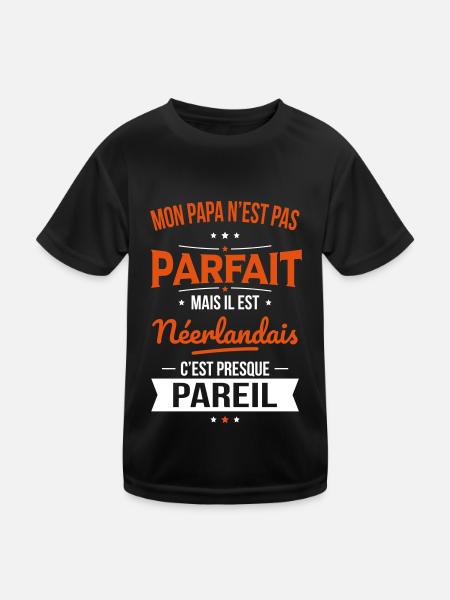 Mon papa n'est pas parfait - Néerlandais - T-shirt sport Enfant - noir - Devant
