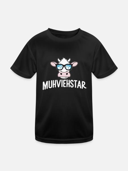 Muhviehstar Kuh Bauernhof Landwirt Geschenk - Kinder Funktions-T-Shirt - Schwarz - Vorne