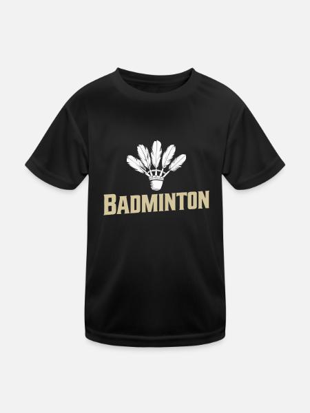 Badminton Retro Sport Vintage Federball Fan - Kinder Funktions-T-Shirt - Schwarz - Vorne