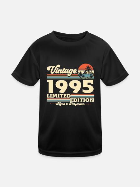 Vintage 1995 Jahrgang Geburtstag retro Geschenk - Kinder Funktions-T-Shirt - Schwarz