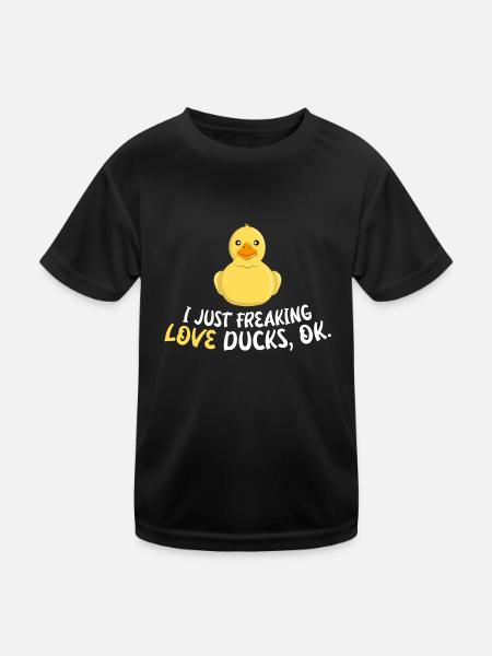 I just like ducks, okay? - Kids Functional T-Shirt - black - Front