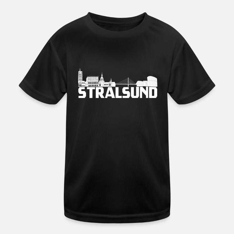 Hansestadt Stralsund Silhouette Skyline Ozeaneum W Kinder Funktions-T-Shirt