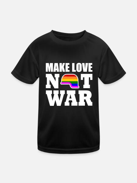 Make love not war - Kinder Funktions-T-Shirt - Schwarz - Vorne