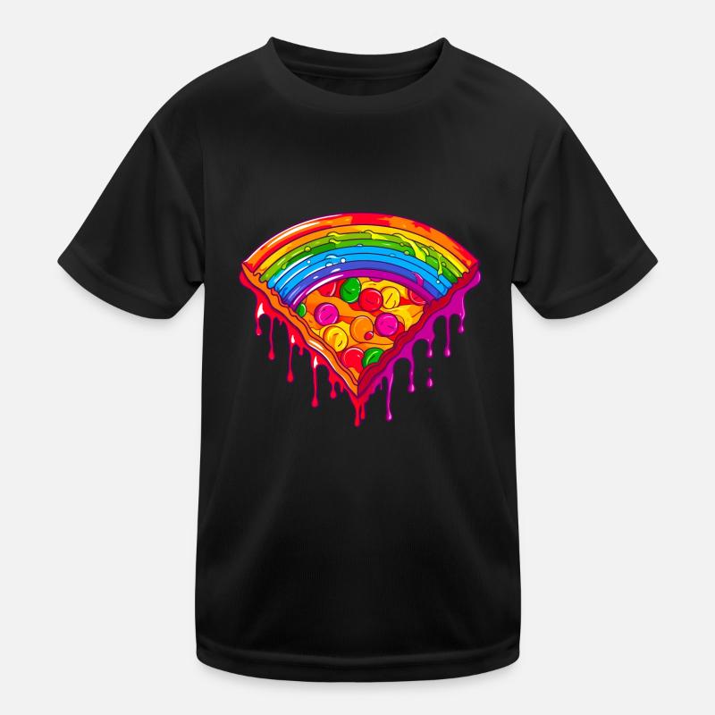 Regenbogen Pizzastück Kinder Funktions-T-Shirt