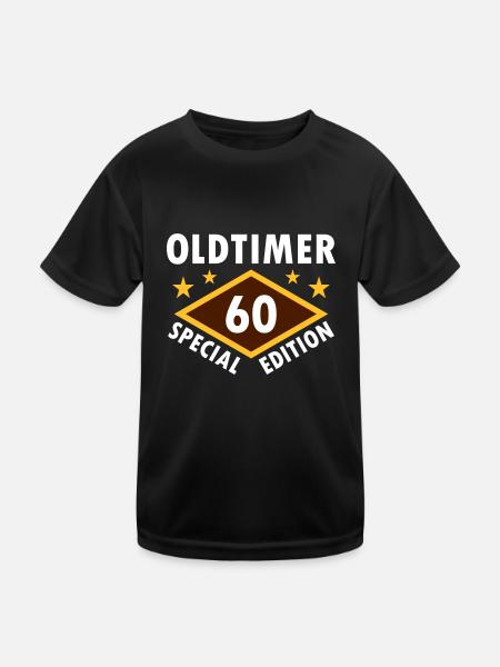 Oldtimer, 60, special edition (Raute, Sterne) - Kinder Funktions-T-Shirt - Schwarz - Vorne