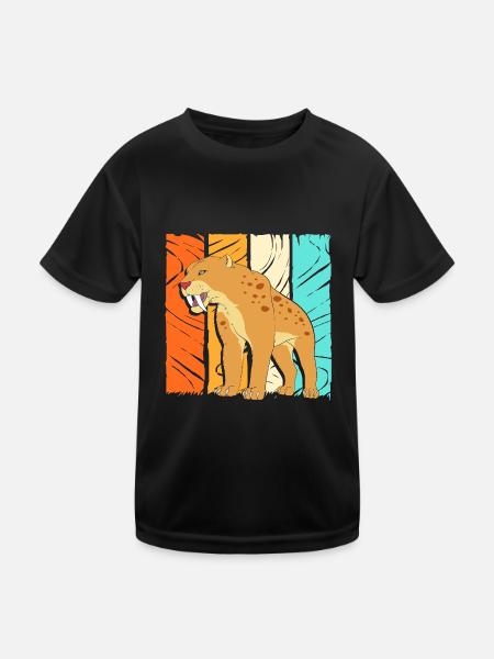 Tigre à dents de sabre - T-shirt sport Enfant - noir - Devant