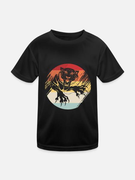 Tigre à dents de sabre - T-shirt sport Enfant - noir - Devant