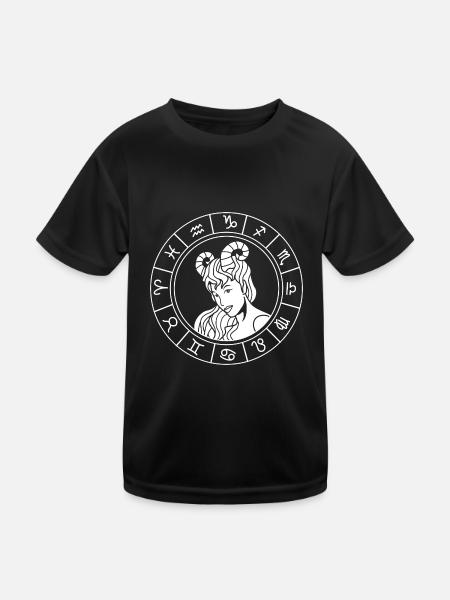 Sternzeichen Widder - Kinder Funktions-T-Shirt - Schwarz - Vorne