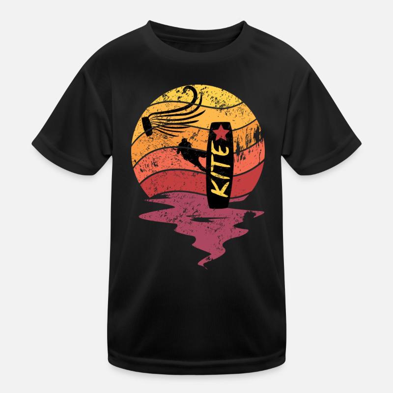 Kite Kitesrufer Retro Sunset Kinder Funktions-T-Shirt