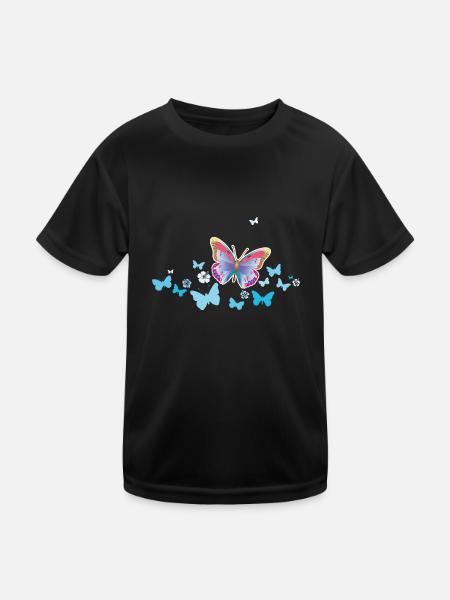 Butterflies Butterflies Insects Spring Summer - Kids Functional T-Shirt - black - Front