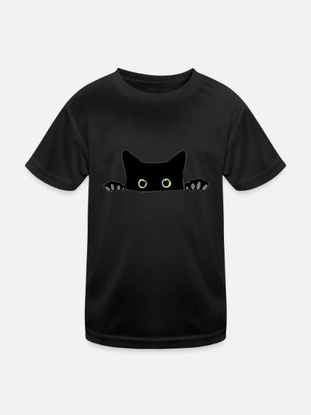Katze - Kinder Funktions-T-Shirt - Schwarz