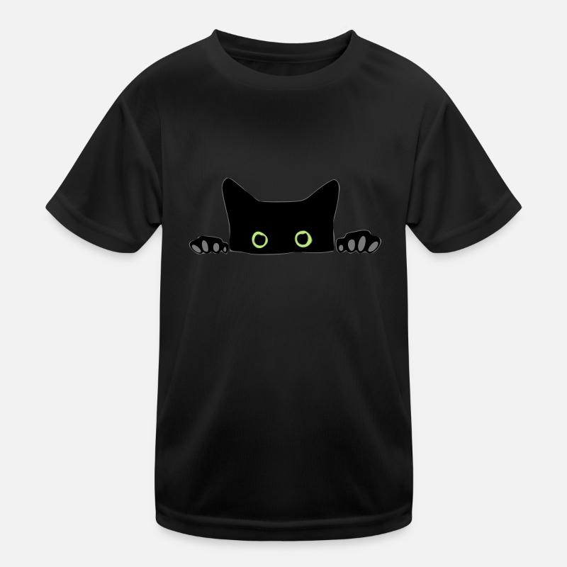 Katze - Kinder Funktions-T-Shirt - Schwarz