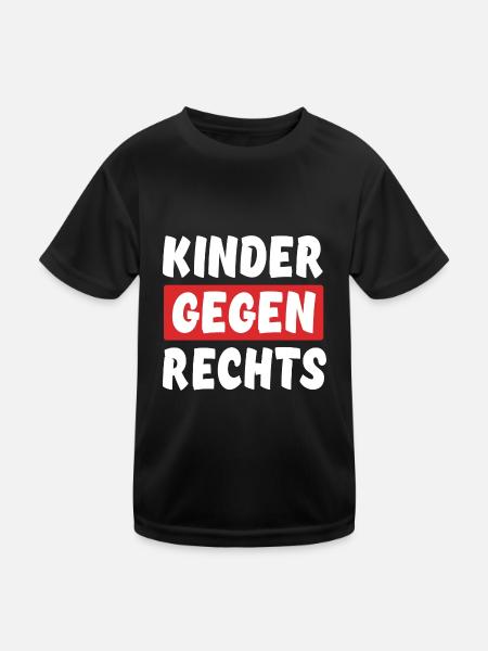 Kinder Gegen Rechts - Rechts Nein Danke - Kinder Funktions-T-Shirt - Schwarz - Vorne