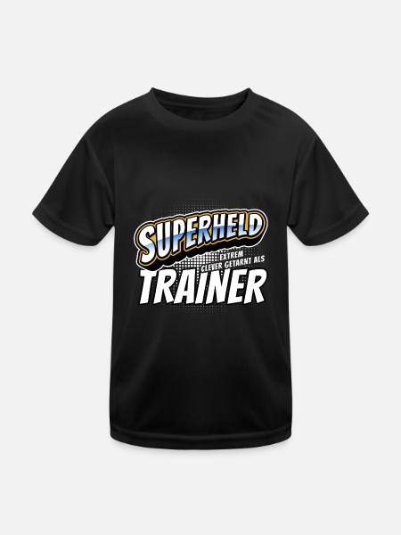 Superheld, clever getarnt als Trainer - Kinder Funktions-T-Shirt - Schwarz - Vorne