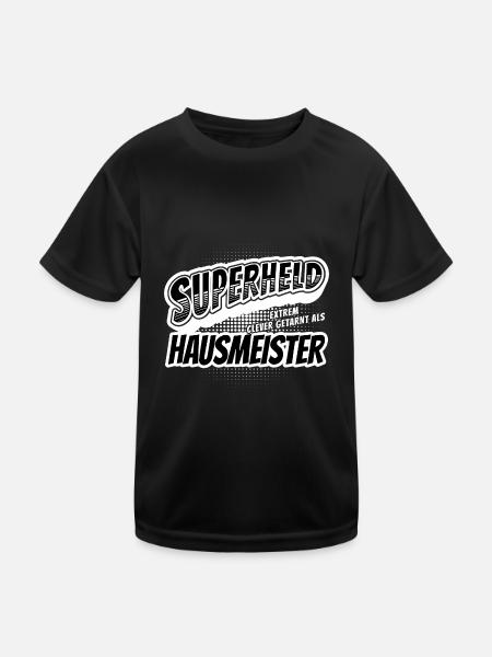 Superheld, clever getarnt als Hausmeister - Kinder Funktions-T-Shirt - Schwarz - Vorne