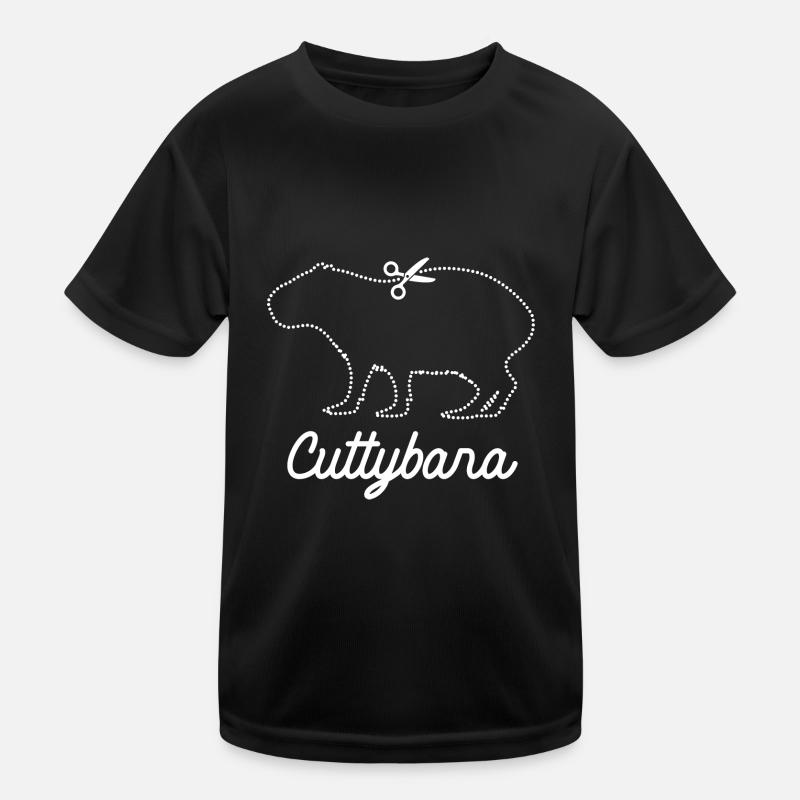 Cuttybara - Cute Capybara Pun cut out style Kids Functional T-Shirt