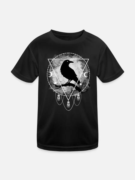 Rabe Nordische Mythologie Gothic - Kinder Funktions-T-Shirt - Schwarz - Vorne