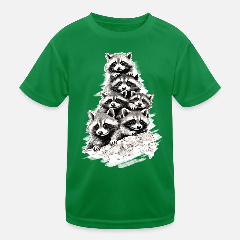 Waschbären Kinder Funktions-T-Shirt