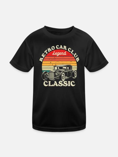Retro Car Club Legende Classic - Kinder Funktions-T-Shirt - Schwarz - Vorne