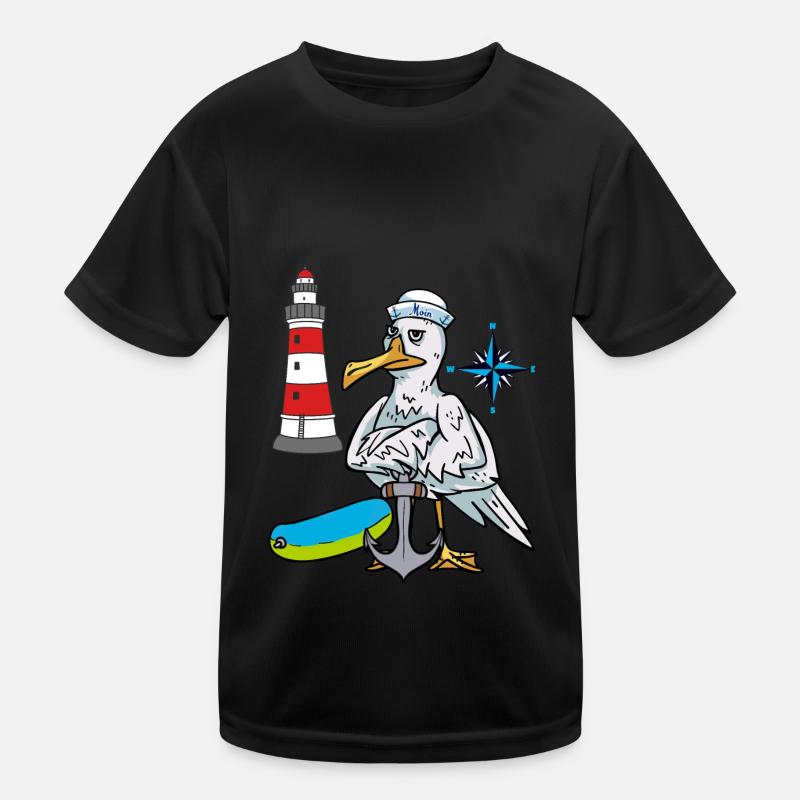Möwe Möwen Leuchtturm Kompass Seefahrer Ahoi Kinder Funktions-T-Shirt