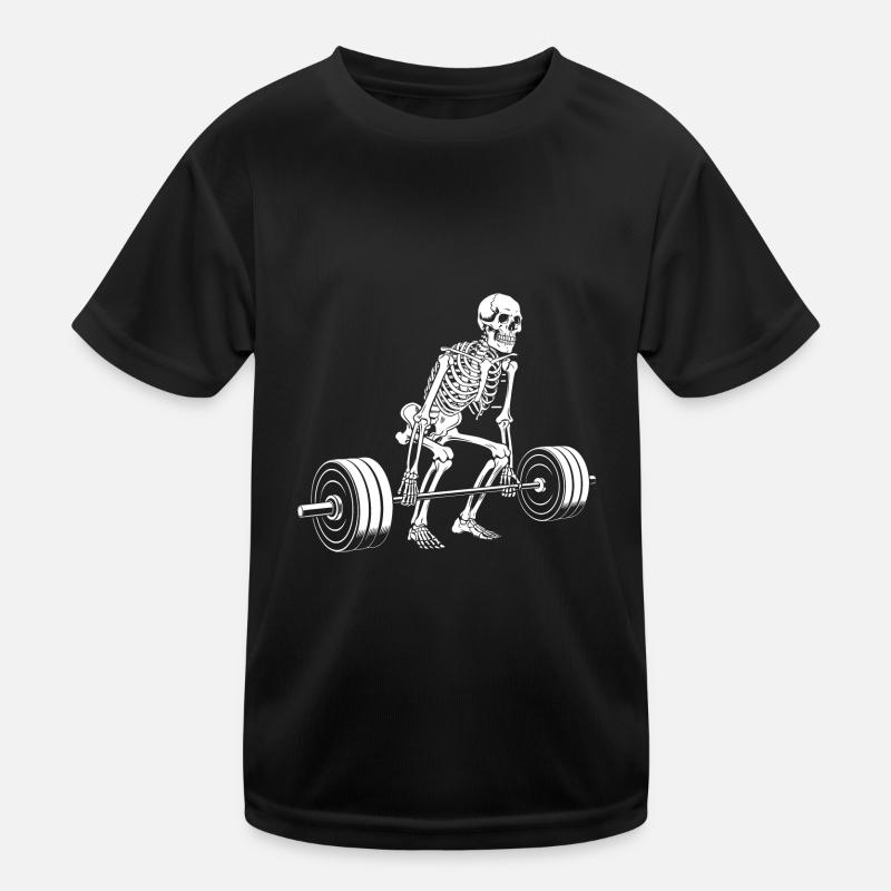 Skeleton, Deadlift, Weight Training, Training - Kids Functional T-Shirt - black