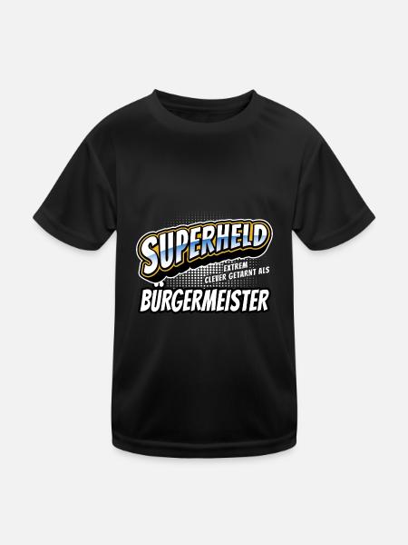Superheld, clever getarnt als Bürgermeister - Kinder Funktions-T-Shirt - Schwarz - Vorne