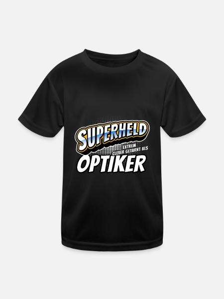 Superheld, clever getarnt als Optiker - Kinder Funktions-T-Shirt - Schwarz - Vorne