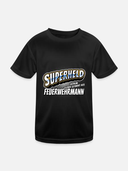 Superheld, clever getarnt als Feuerwehrmann - Kinder Funktions-T-Shirt - Schwarz - Vorne